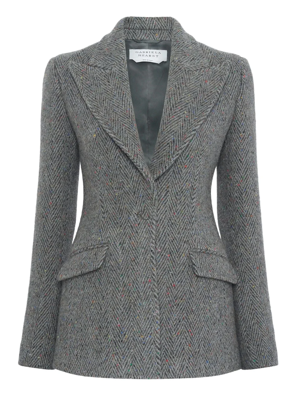 Leiva Blazer in Charcoal Multi Cashmere Wool Herringbone