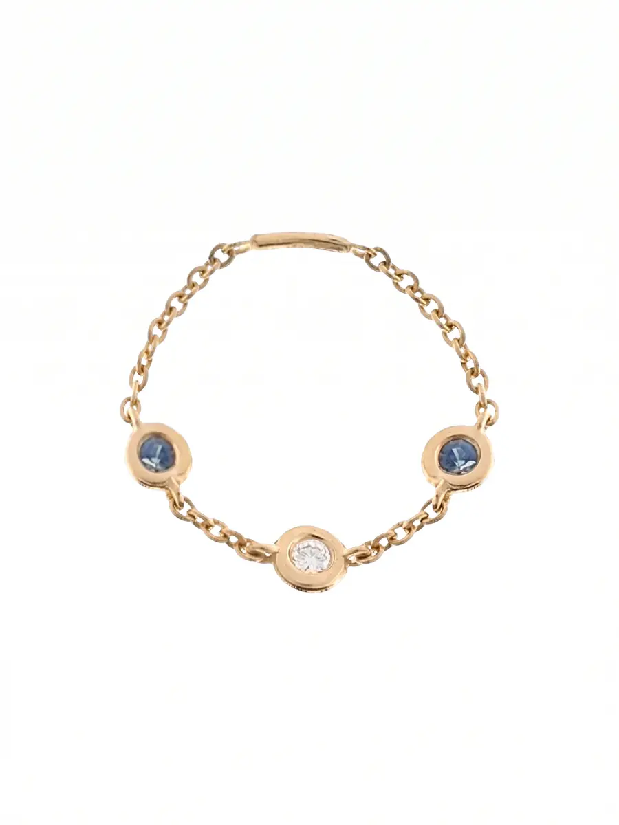 Essential Diamond and Blue Sapphire Bezel Ring Essential Diamond and Blue Sapphire Bezel Ring