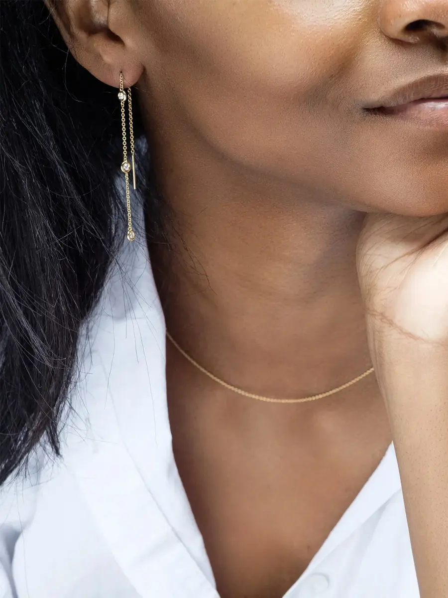 CAYE JOAILLIER Essential Diamond Bezel Threader Earring | Thumbnail 2 CAYE JOAILLIER Essential Diamond Bezel Threader Earring | Thumbnail 2