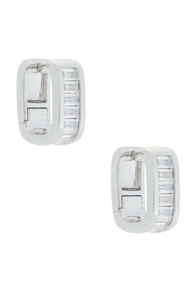 Déhanche Crystal Baguette Huggie Earrings