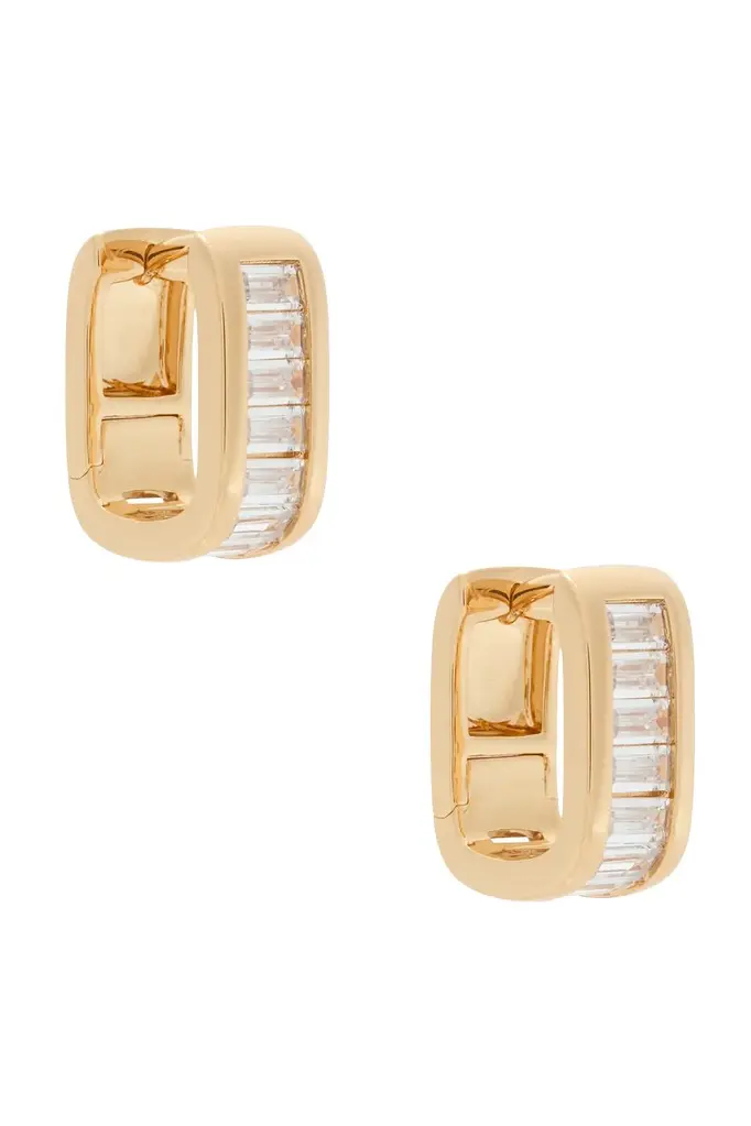 Crystal Baguette Huggie Earrings