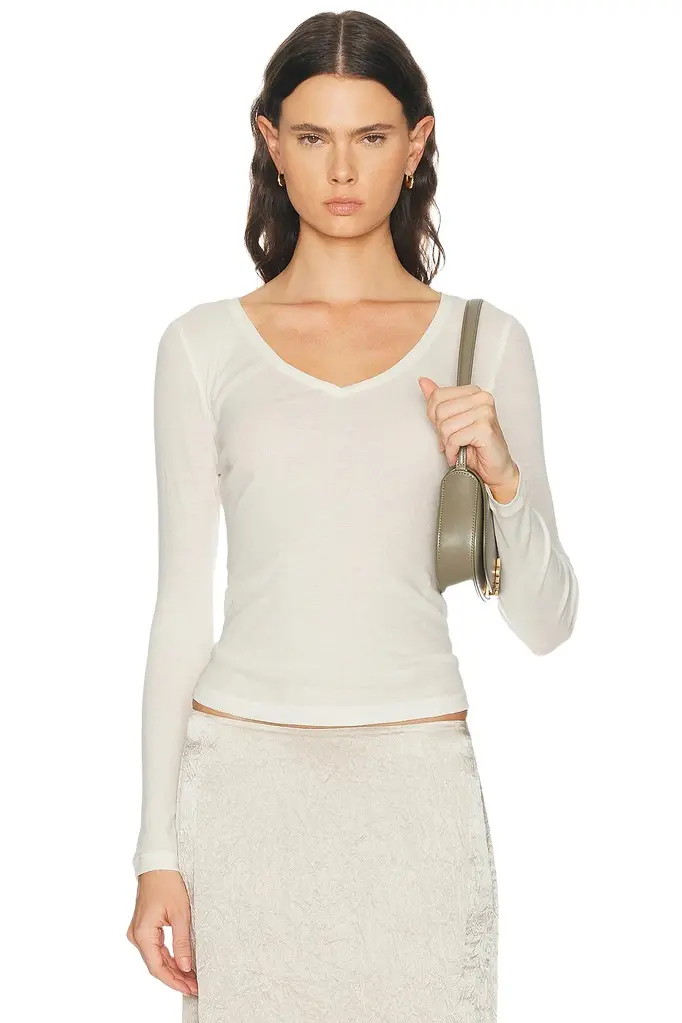 Sheer V-neck Tee