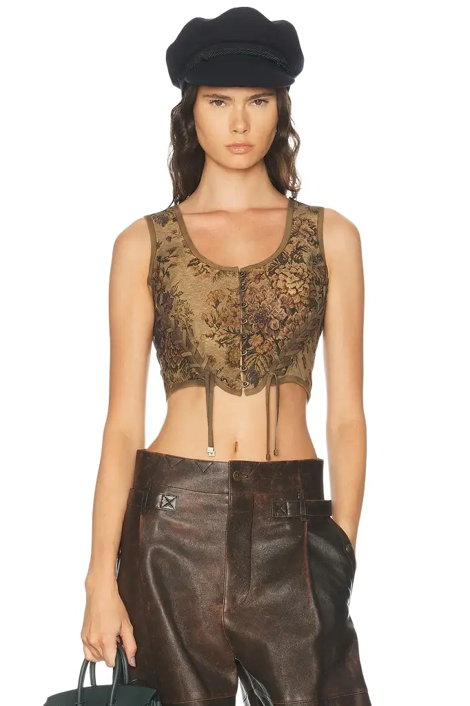 Ralph Lauren Collection Floral Tapestry Gobelin Sleeveless Blouse