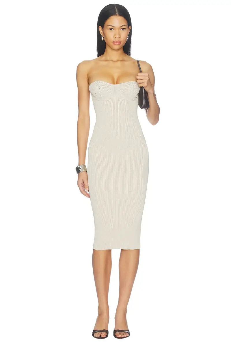 Flat Knit Strapless Midi Dress