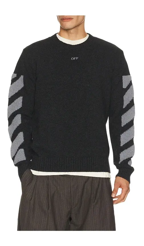 Diag Fuzzy Knit Crewneck Sweater