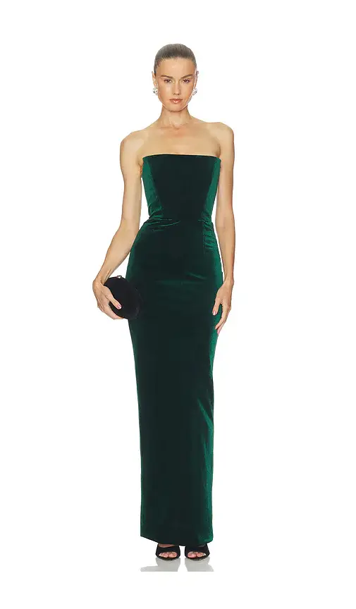 Bronx and Banco Velvet Strapless Maxi Dress With Gloves | Thumbnail 2 Bronx and Banco Velvet Strapless Maxi Dress With Gloves | Thumbnail 2
