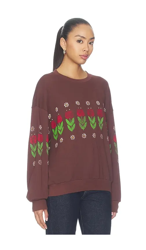 DAYDREAMER Camp Flowers Oversized Crew Sweatshirt | Thumbnail 2