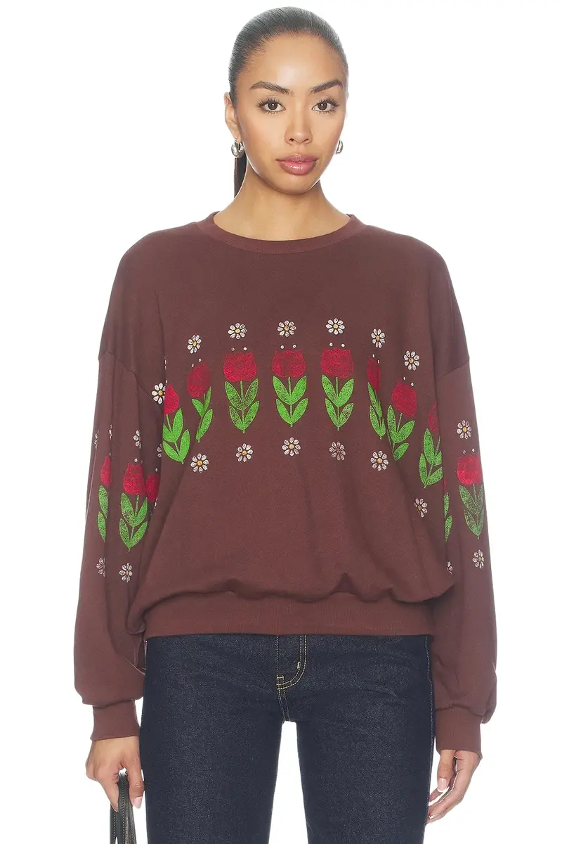 DAYDREAMER Camp Flowers Oversized Crew Sweatshirt