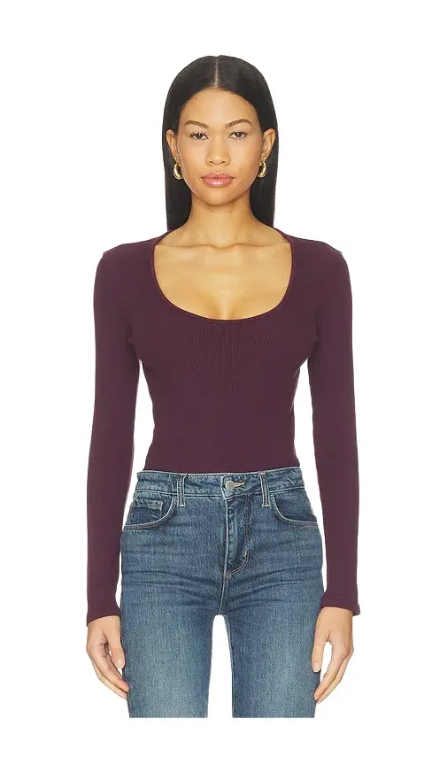 Delara Long Sleeve Scoop Neck Bodysuit Delara Long Sleeve Scoop Neck Bodysuit