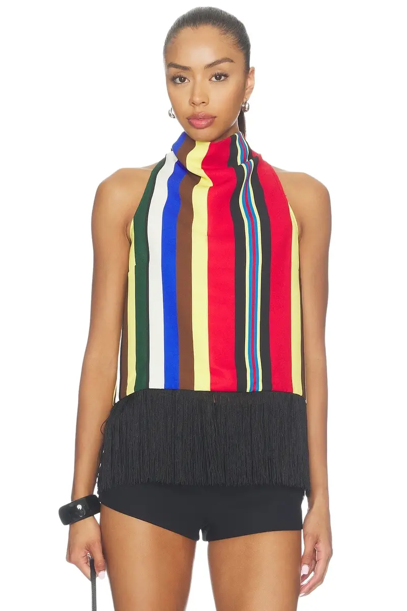SIMONMILLER Tia Crepe Fringe Top
