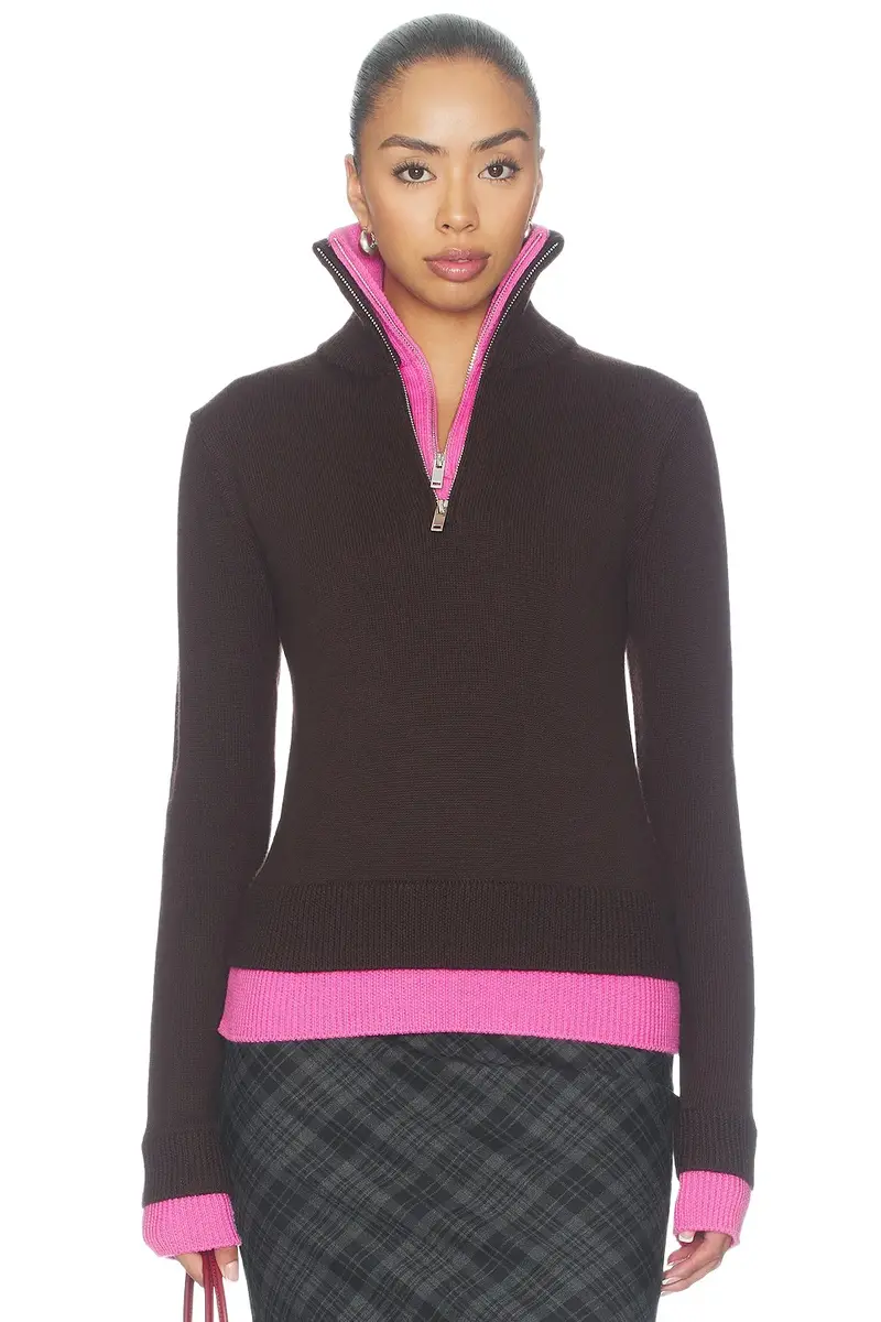 Monse Double Layer Half Zip Sweater