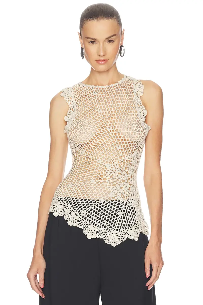 Camdin Hand Crochet Asymmetric Top Camdin Hand Crochet Asymmetric Top