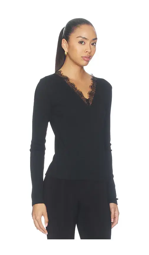 Vince Lace Trim Longsleeve V Neck Top | Thumbnail 2 Vince Lace Trim Longsleeve V Neck Top | Thumbnail 2