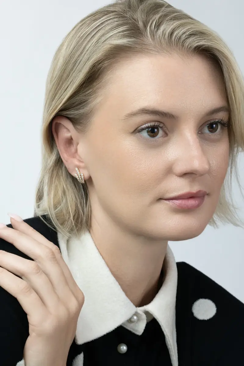 SOFIA LAROUSSI Diamond Three Line Earrings | Thumbnail 2 SOFIA LAROUSSI Diamond Three Line Earrings | Thumbnail 2