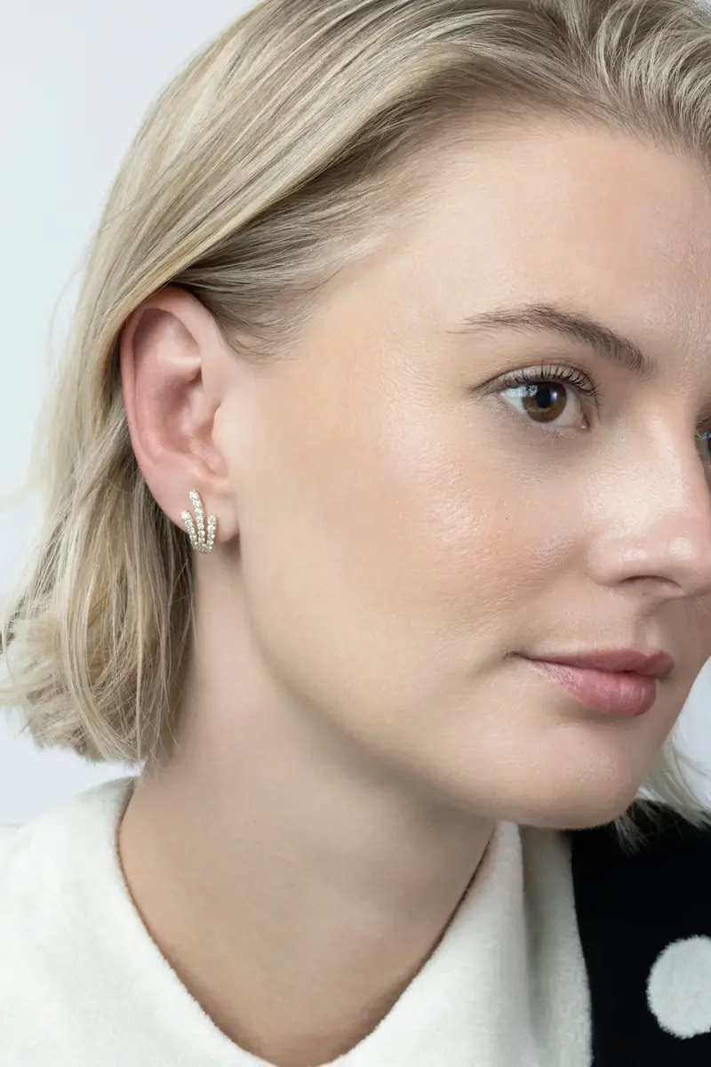SOFIA LAROUSSI Diamond Three Line Earrings | Thumbnail 3 SOFIA LAROUSSI Diamond Three Line Earrings | Thumbnail 3