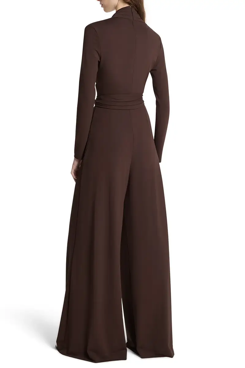 Michael Kors Collection Long Sleeve Tie Waist Palazzo Jumpsuit | Thumbnail 3