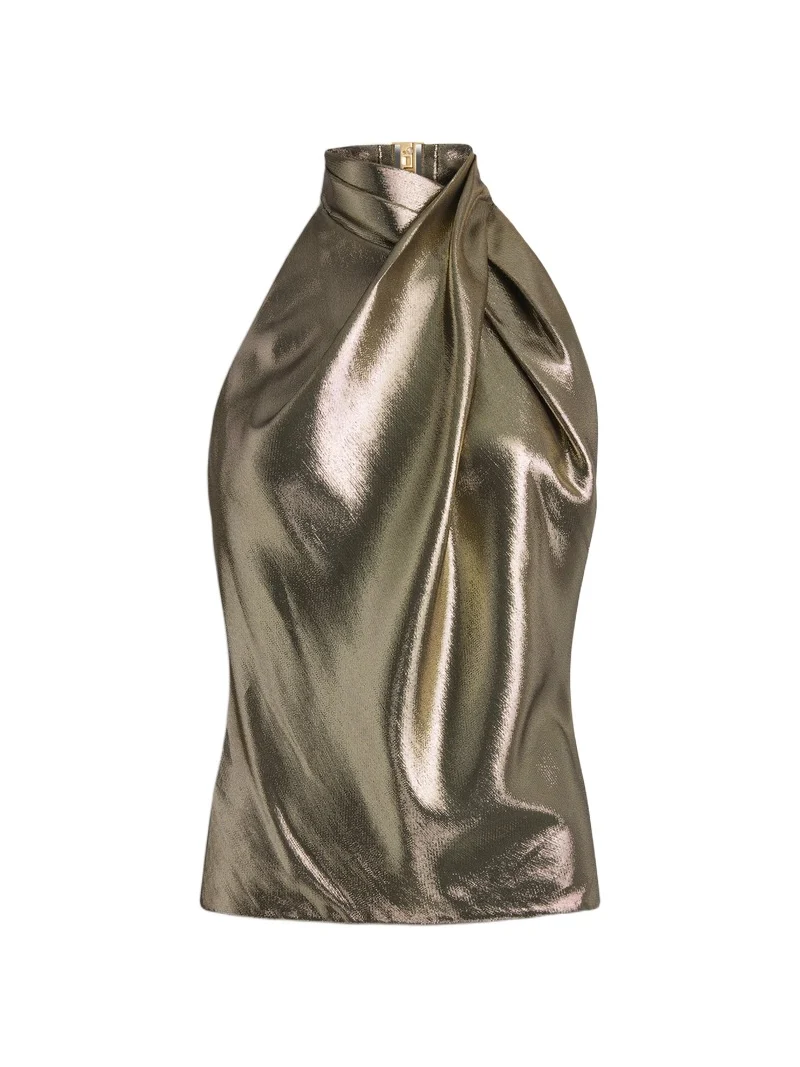 Balmain Backless lurex jersey top
