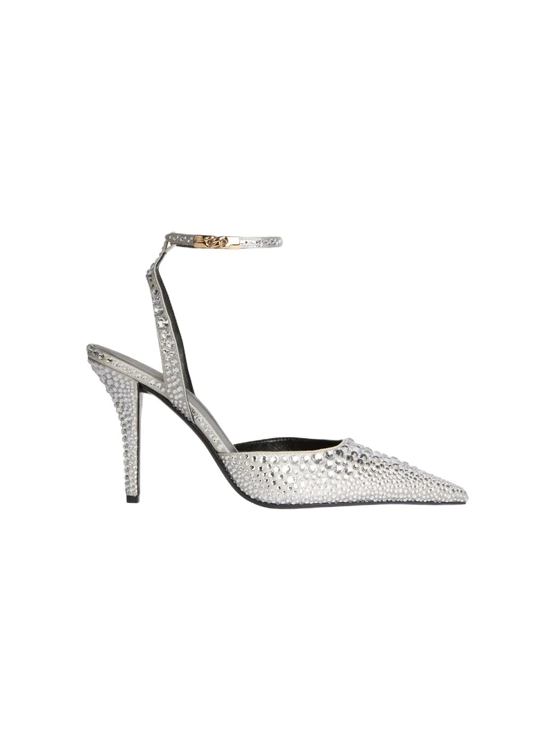 Balmain Strappy satin pumps with crystals