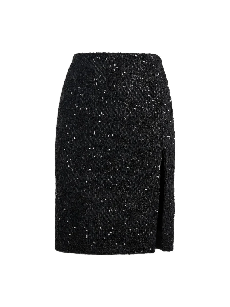 Balmain Sequinned tweed midi skirt