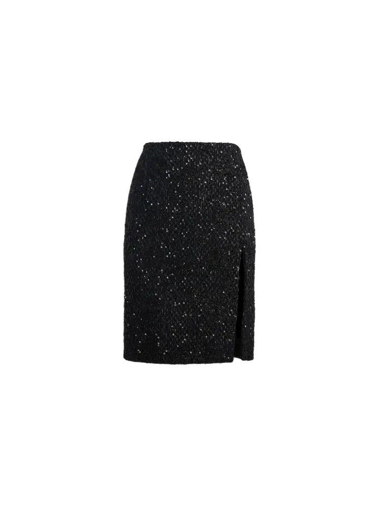 Balmain Sequinned tweed midi skirt