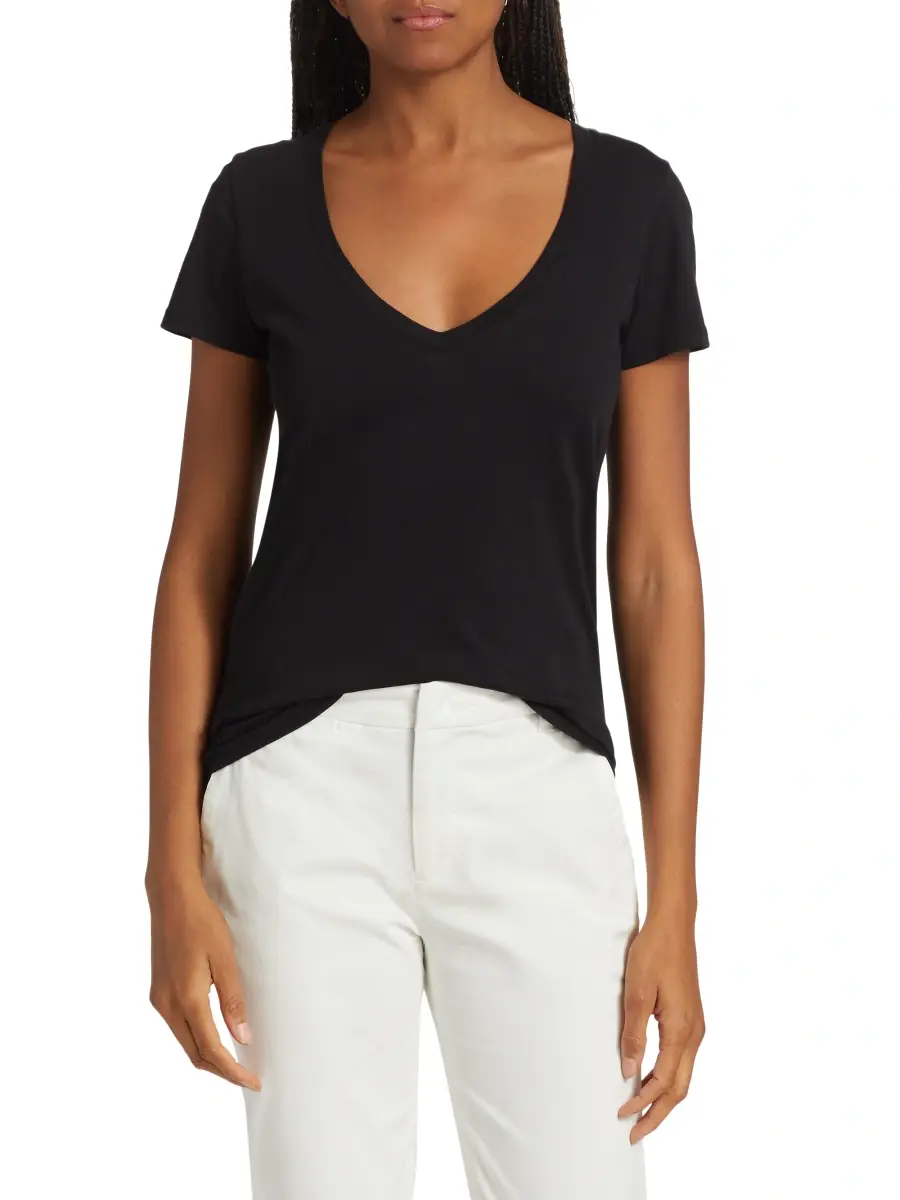 Vince Women's Plunging V-Neck T-Shirt | Thumbnail 3 Vince Women's Plunging V-Neck T-Shirt | Thumbnail 3