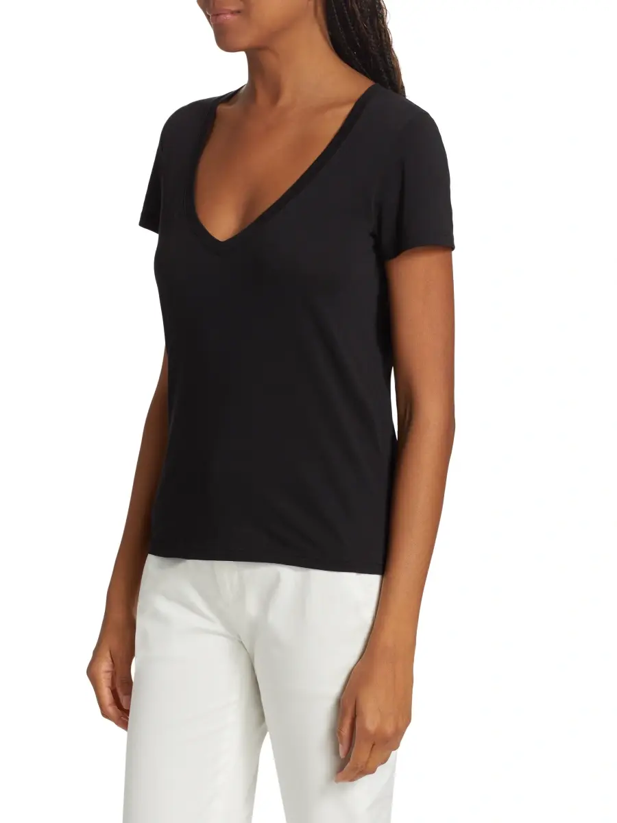 Vince Women's Plunging V-Neck T-Shirt | Thumbnail 4 Vince Women's Plunging V-Neck T-Shirt | Thumbnail 4