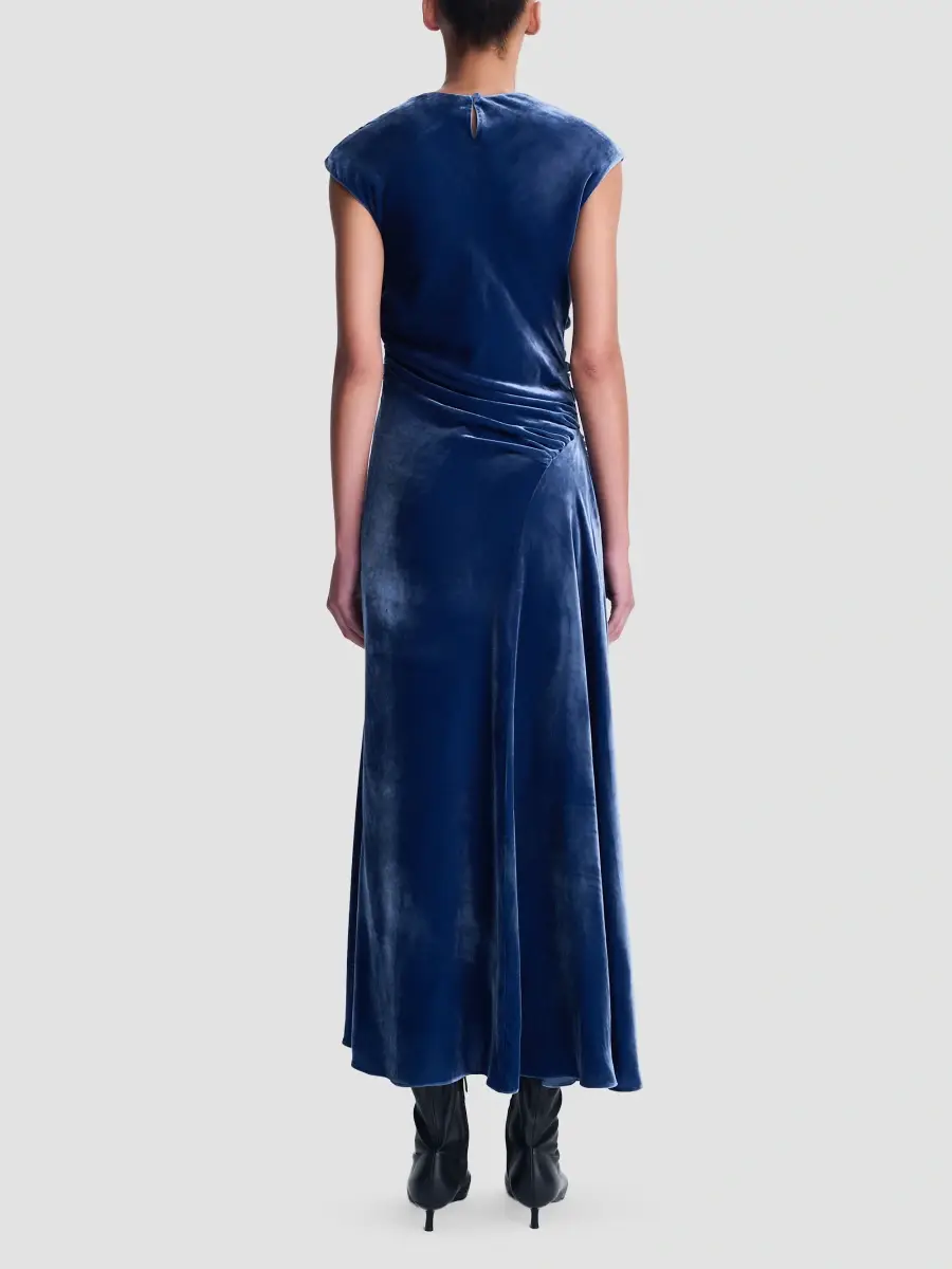 Simkhai Women's Burke Velvet Draped Midi Dress | Thumbnail 3 Simkhai Women's Burke Velvet Draped Midi Dress | Thumbnail 3