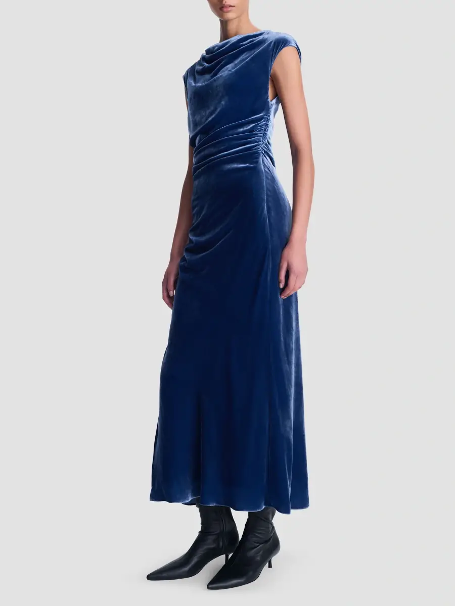 Simkhai Women's Burke Velvet Draped Midi Dress | Thumbnail 5 Simkhai Women's Burke Velvet Draped Midi Dress | Thumbnail 5