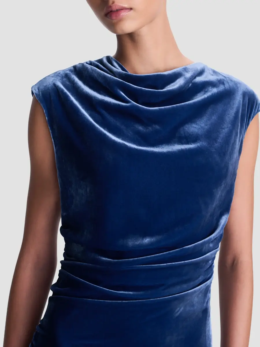 Simkhai Women's Burke Velvet Draped Midi Dress | Thumbnail 6 Simkhai Women's Burke Velvet Draped Midi Dress | Thumbnail 6