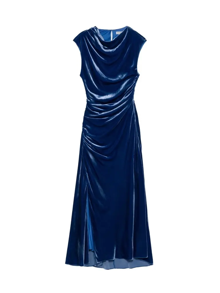Simkhai Women's Burke Velvet Draped Midi Dress