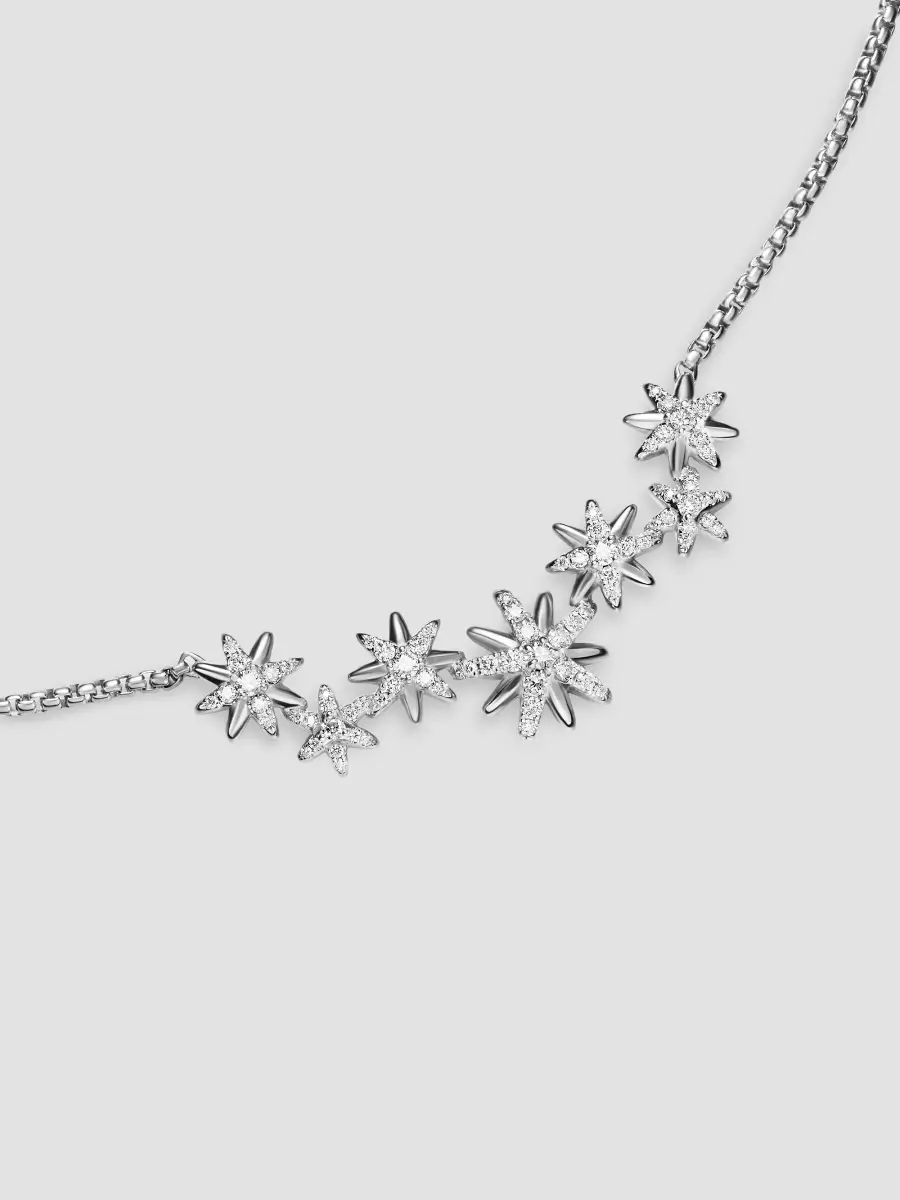 David Yurman Women's Starburst Cluster Necklace in Sterling Silver with Diamonds, 15.5MM - Silver | Thumbnail 4 David Yurman Women's Starburst Cluster Necklace in Sterling Silver with Diamonds, 15.5MM - Silver | Thumbnail 4