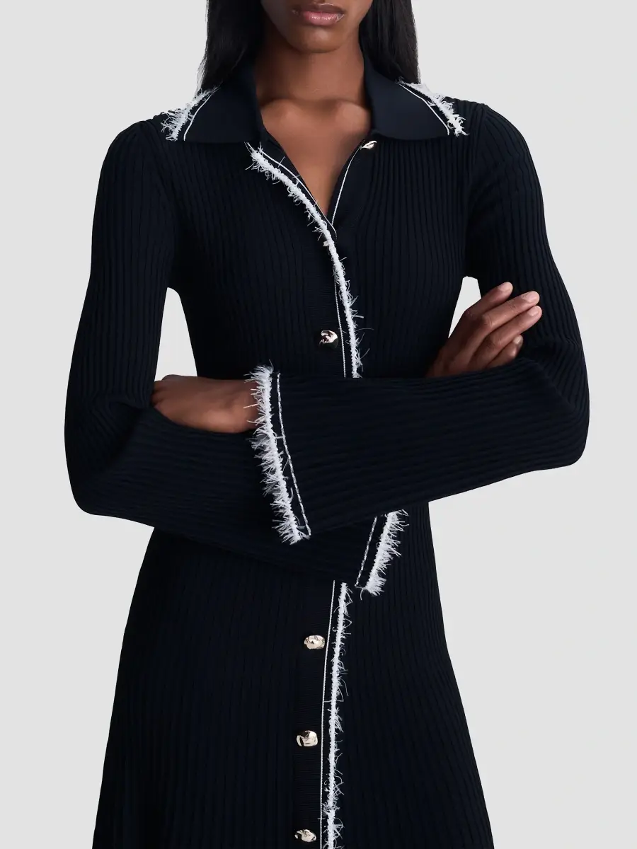 Simkhai Women's Orelia Rib-Knit Contrast Stripe Midi Dress | Thumbnail 4