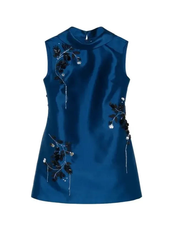 Simkhai Women's Renza Sequined Floral-Embroidered Satin Mini Dress