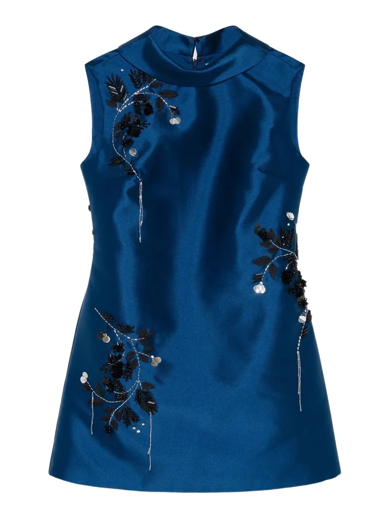 Women's Renza Sequined Floral-Embroidered Satin Mini Dress Women's Renza Sequined Floral-Embroidered Satin Mini Dress