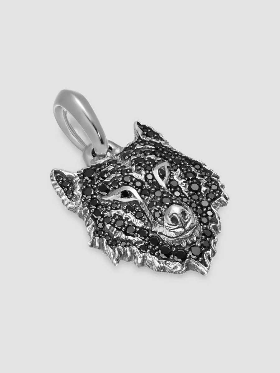 David Yurman Men's Petrvs Wolf Amulet in Sterling Silver - Black Diamond | Thumbnail 2 David Yurman Men's Petrvs Wolf Amulet in Sterling Silver - Black Diamond | Thumbnail 2