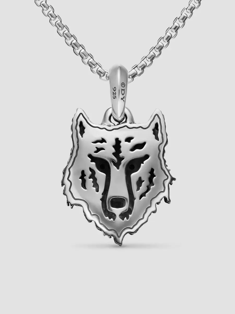 David Yurman Men's Petrvs Wolf Amulet in Sterling Silver - Black Diamond | Thumbnail 3 David Yurman Men's Petrvs Wolf Amulet in Sterling Silver - Black Diamond | Thumbnail 3
