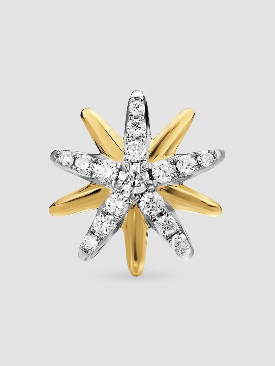 David Yurman Women's Starburst Stud Earrings in Sterling Silver with 18K Yellow Gold with Diamonds, 10.6MM - Silver Multi | Thumbnail 3 David Yurman Women's Starburst Stud Earrings in Sterling Silver with 18K Yellow Gold with Diamonds, 10.6MM - Silver Multi | Thumbnail 3