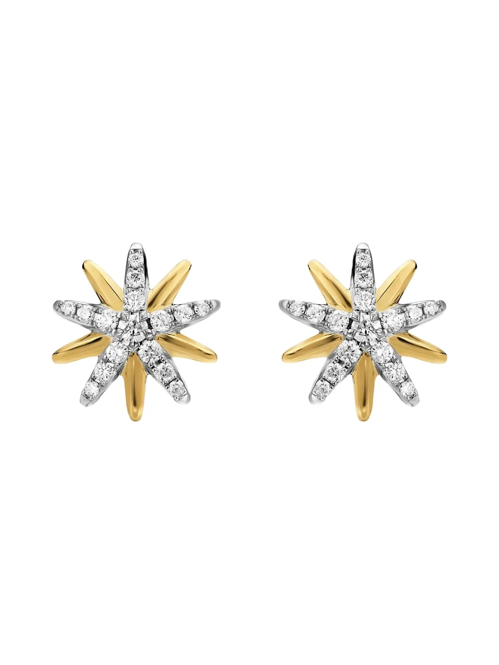 David Yurman Women's Starburst Stud Earrings in Sterling Silver with 18K Yellow Gold with Diamonds, 10.6MM - Silver Multi