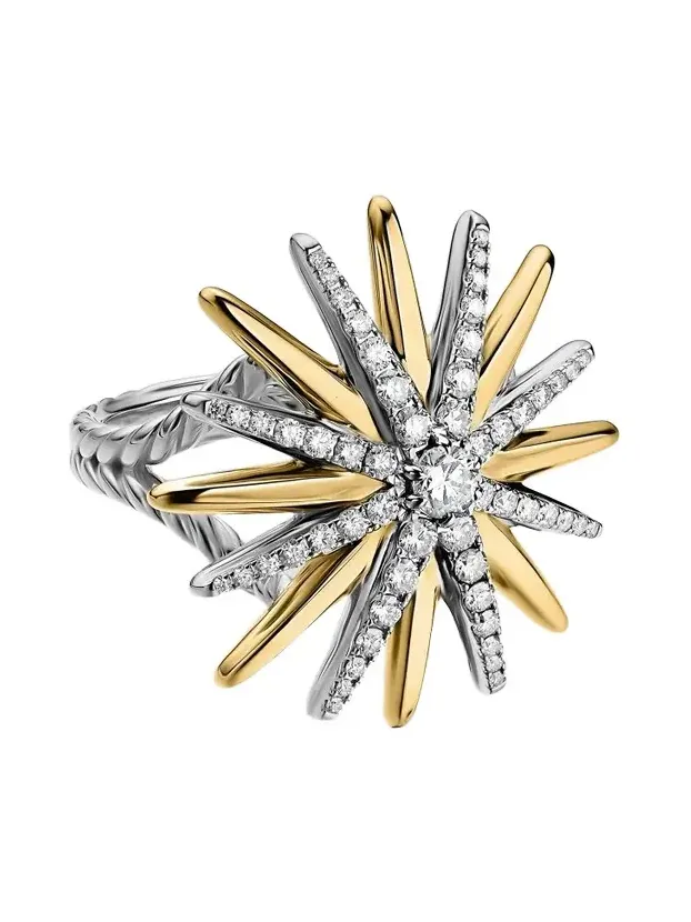 Women's Starburst Ring in Sterling Silver - Silver Multi