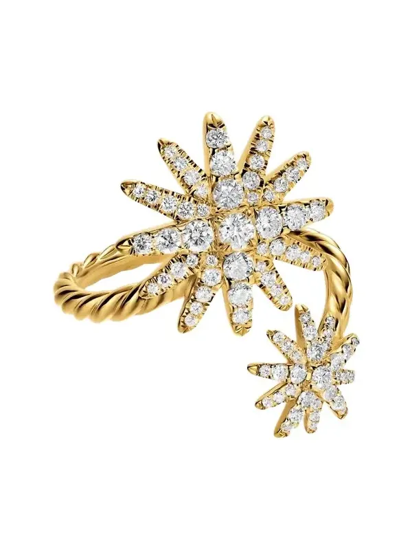 Women's Starburst Bypass Ring in 18K Yellow Gold Women's Starburst Bypass Ring in 18K Yellow Gold