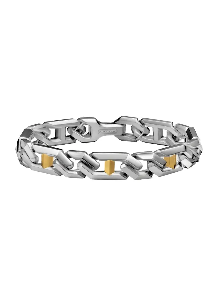 David Yurman Men's Faceted Angular Curb Chain Bracelet in Sterling Silver - Silver