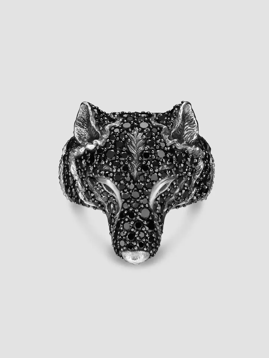 David Yurman Men's Petrvs Wolf Signet Ring in Sterling Silver - Black Diamond | Thumbnail 3
