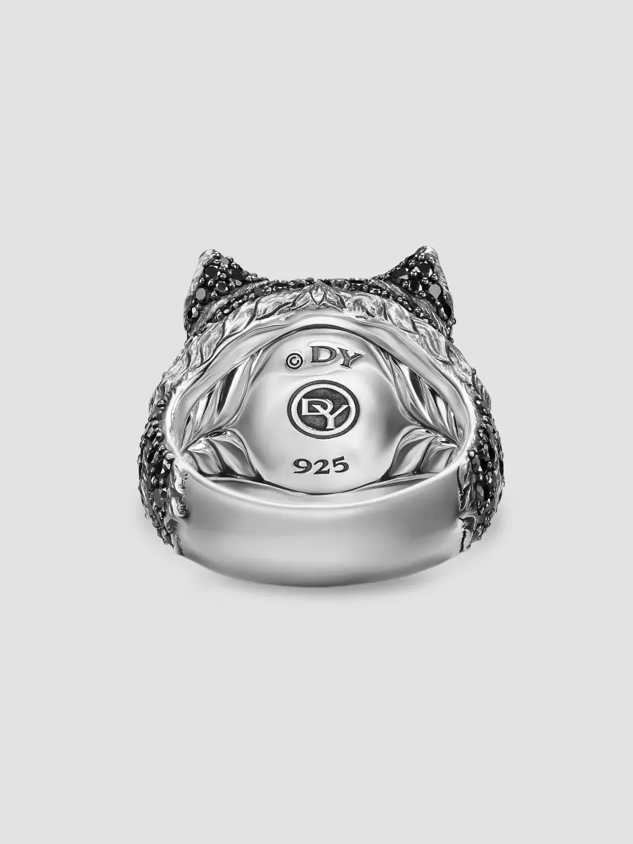 David Yurman Men's Petrvs Wolf Signet Ring in Sterling Silver - Black Diamond | Thumbnail 5