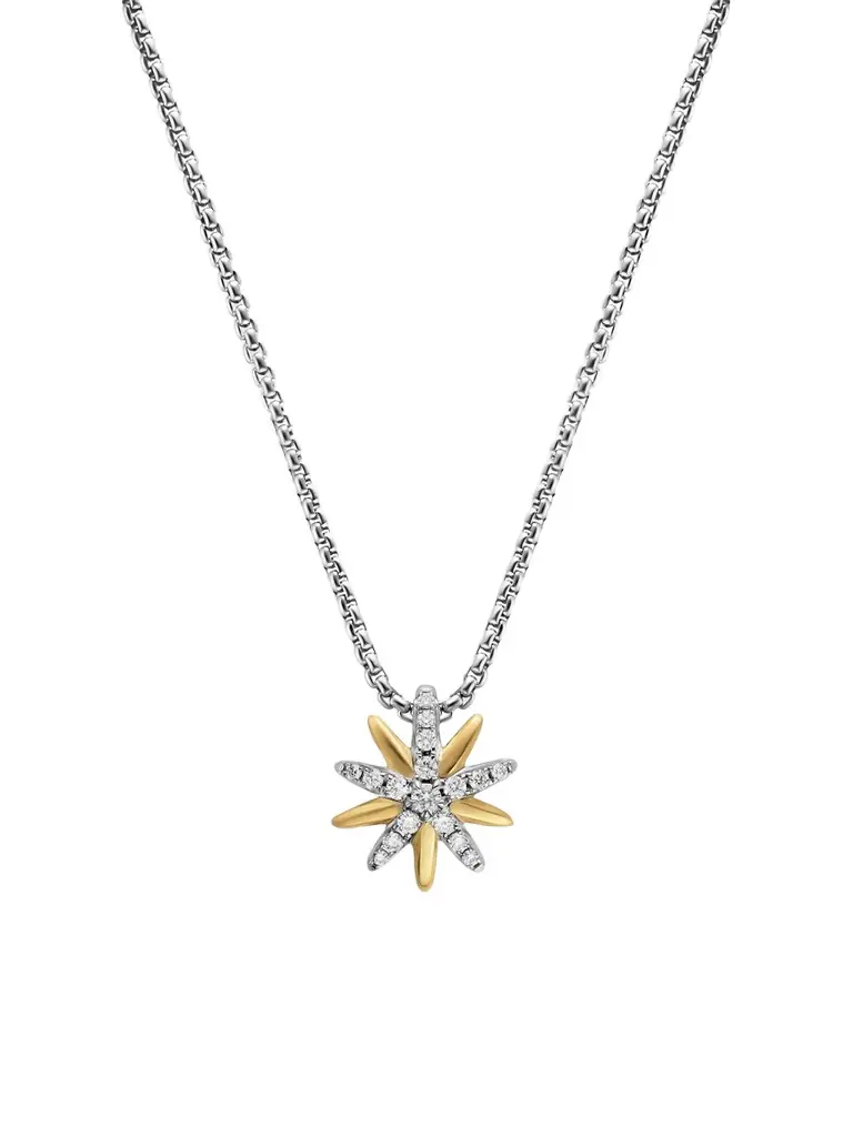 Women's Starburst Station Necklace in Sterling Silver - Silver Multi Women's Starburst Station Necklace in Sterling Silver - Silver Multi