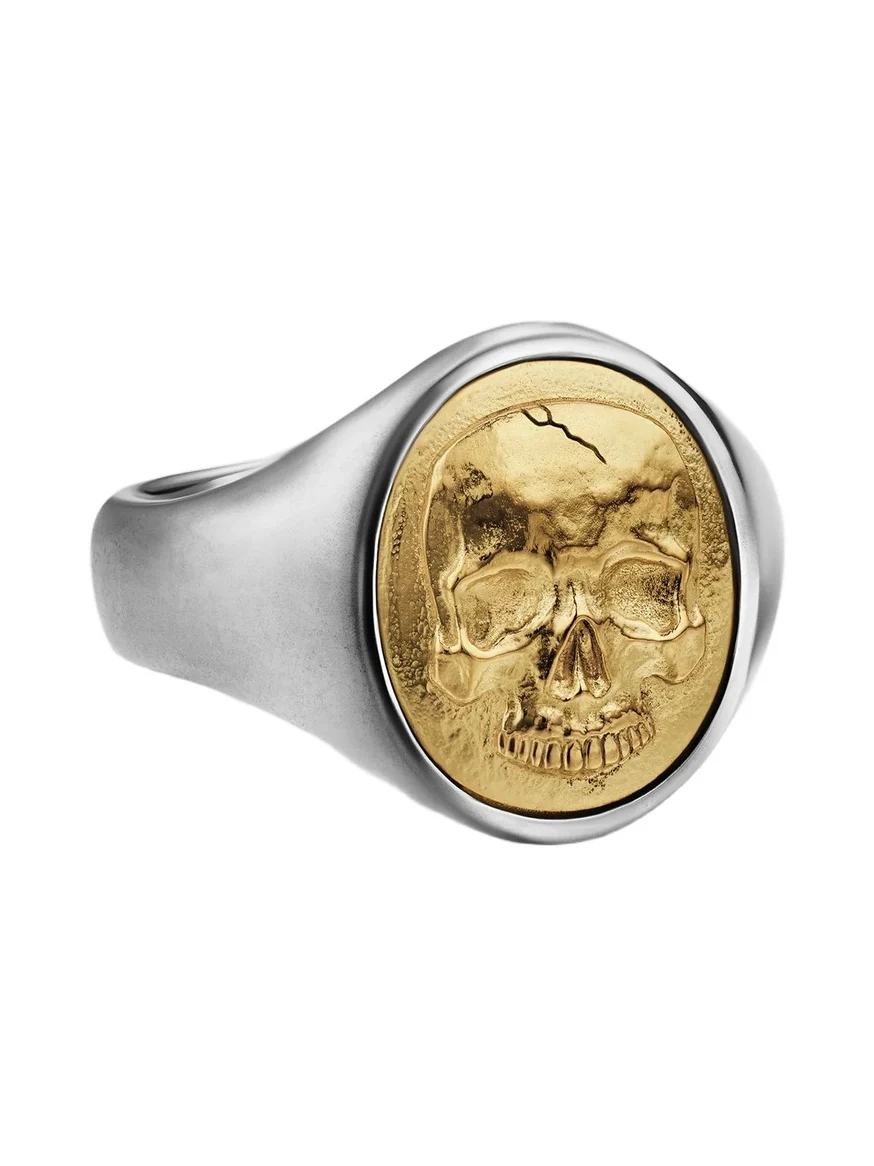 Men's Memento Mori Skull Ring in Sterling Silver - Silver Men's Memento Mori Skull Ring in Sterling Silver - Silver