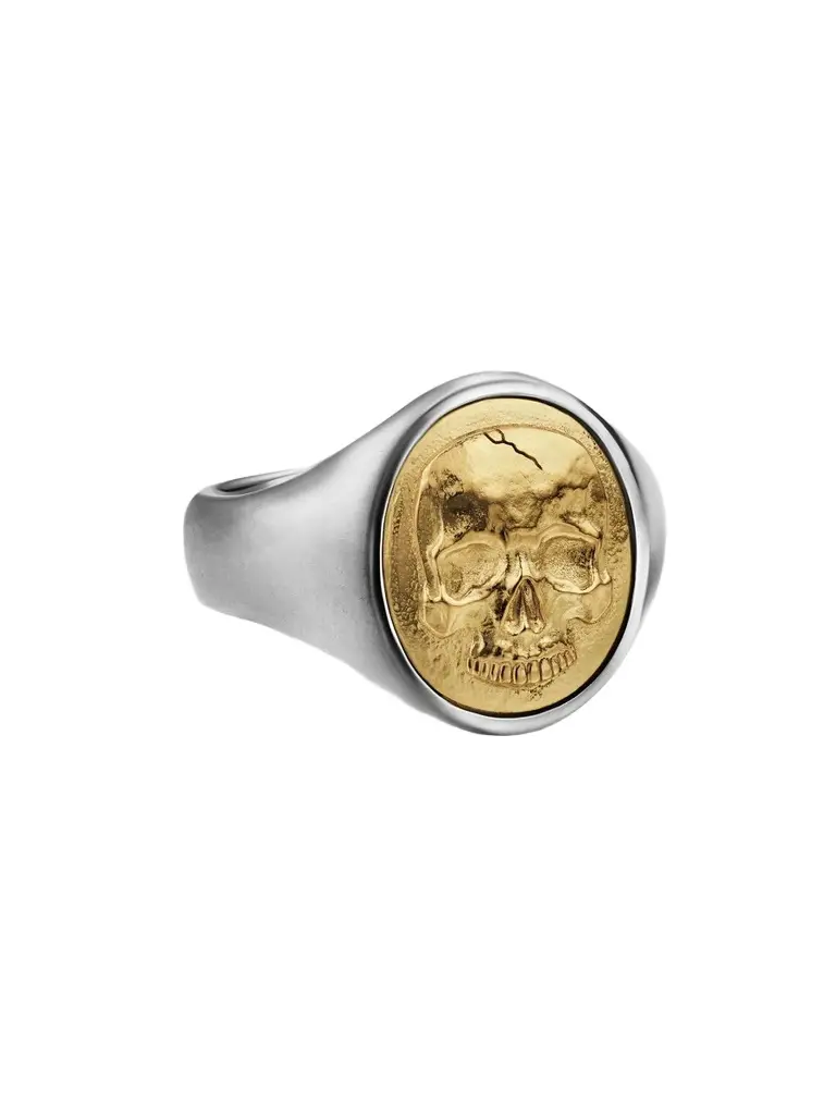 Men's Memento Mori Skull Ring in Sterling Silver - Silver