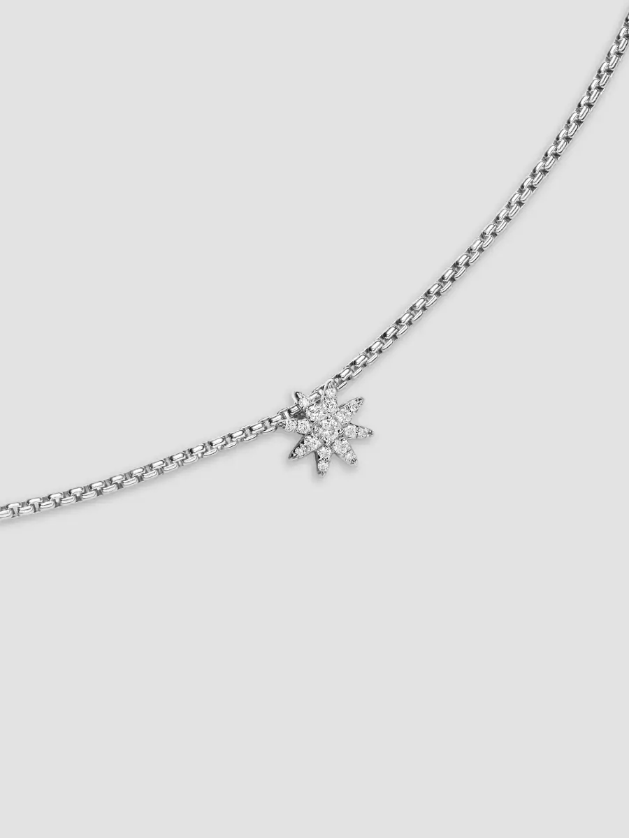 David Yurman Women's Petite Starburst Station Necklace in Sterling Silver with Diamonds, 7MM - Silver | Thumbnail 4 David Yurman Women's Petite Starburst Station Necklace in Sterling Silver with Diamonds, 7MM - Silver | Thumbnail 4