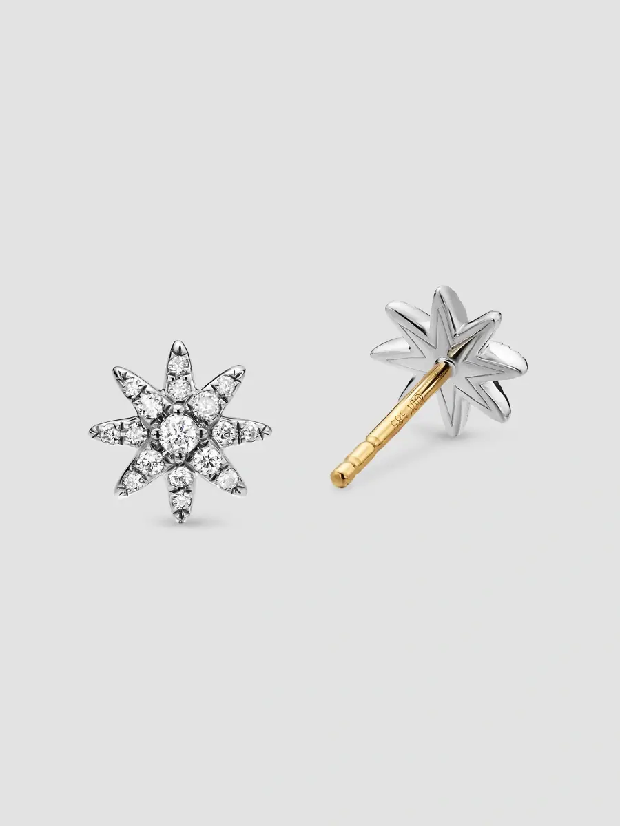 David Yurman Women's Petite Starburst Full Pavé Stud Earrings in Sterling Silver with Diamonds, 7.5MM - Silver | Thumbnail 2 David Yurman Women's Petite Starburst Full Pavé Stud Earrings in Sterling Silver with Diamonds, 7.5MM - Silver | Thumbnail 2