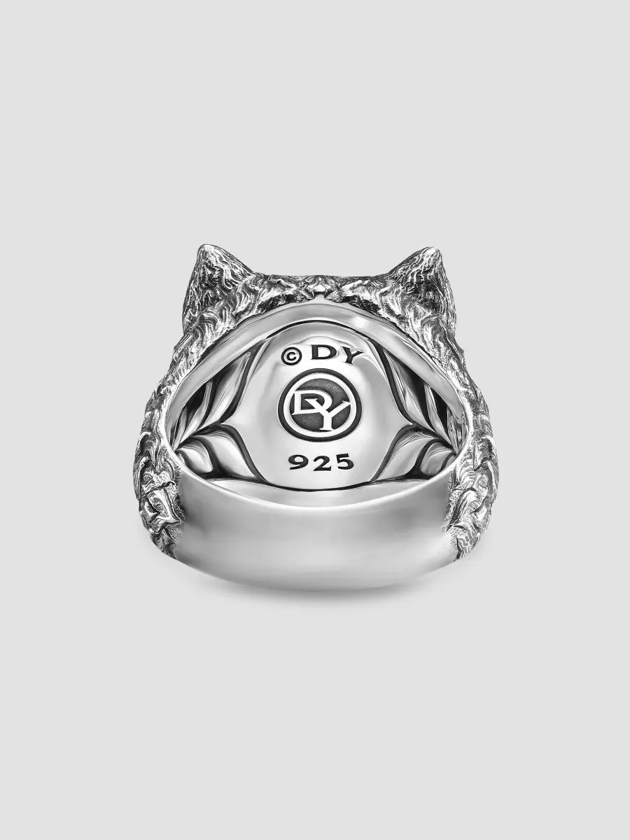 David Yurman Men's Petrvs Wolf Signet Ring in Sterling Silver, 25MM | Thumbnail 5