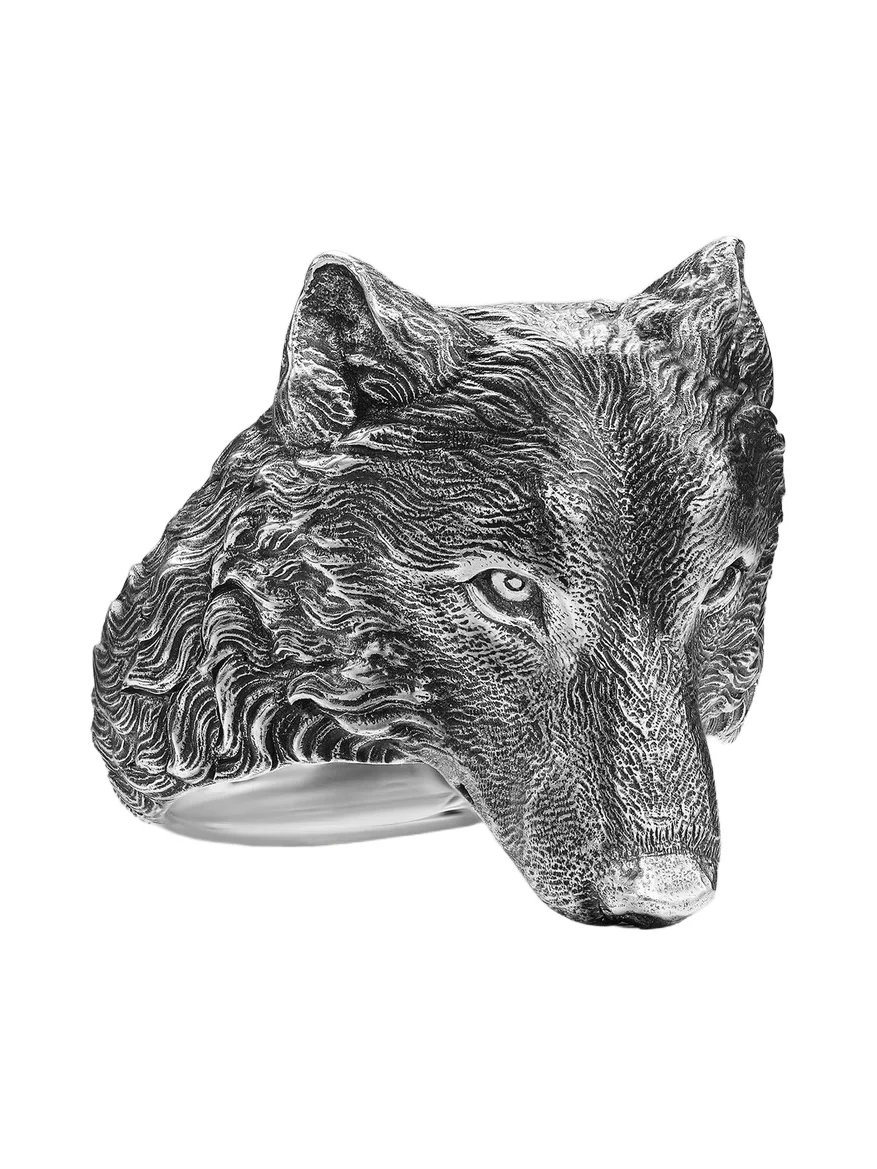 Men's Petrvs Wolf Signet Ring in Sterling Silver, 25MM Men's Petrvs Wolf Signet Ring in Sterling Silver, 25MM